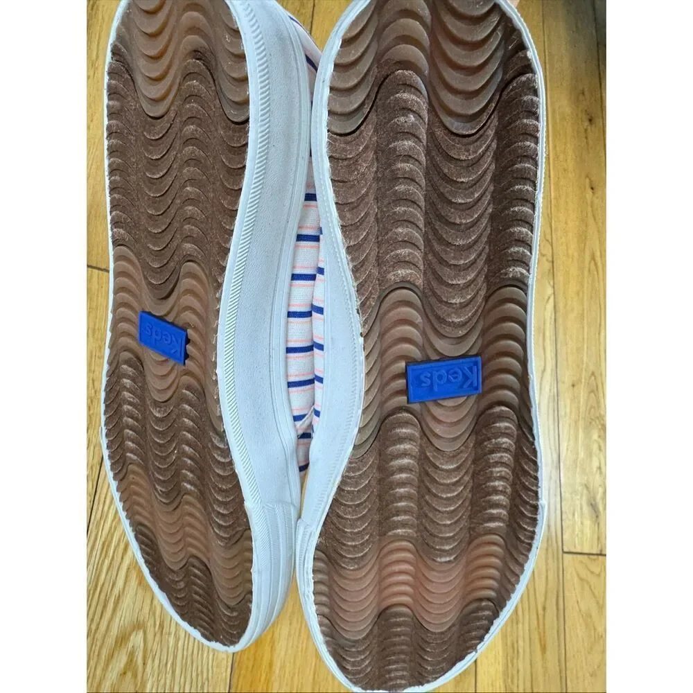 New Keds White Striped Canvas Tennis Shoes Size 9